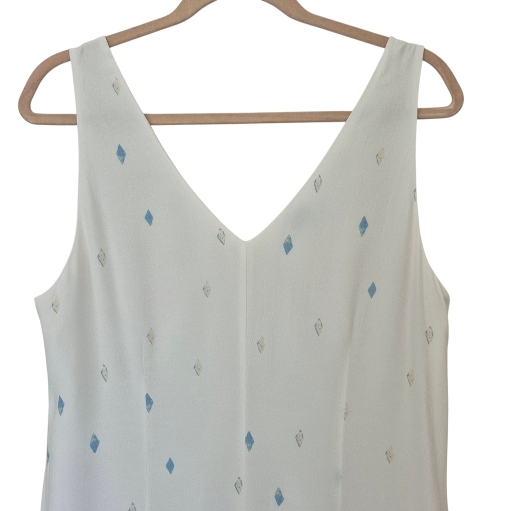 Gentle Fawn Sleeveless Shift Summer Dress White & Blue Micro Geo Print - Picture 5 of 8